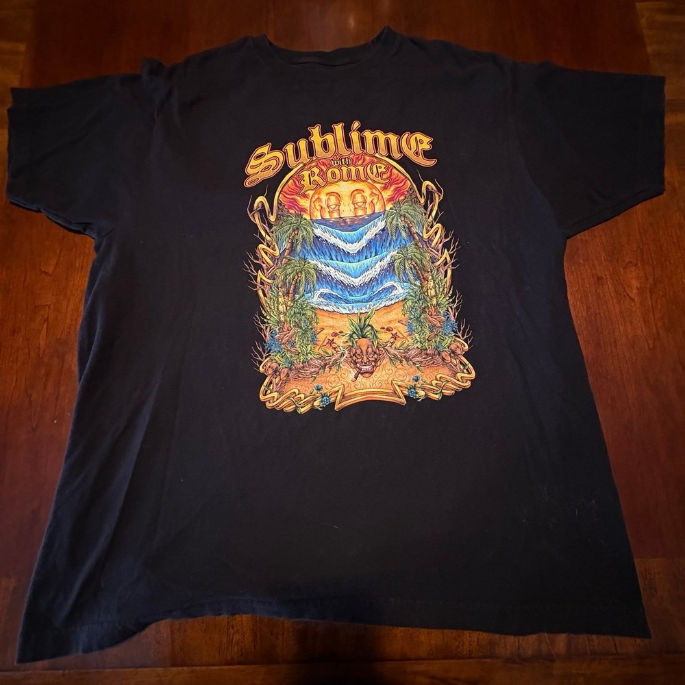 Sublime with Rome Band T-Shirt Black Large Beach Sun Tropical Graphic Tee